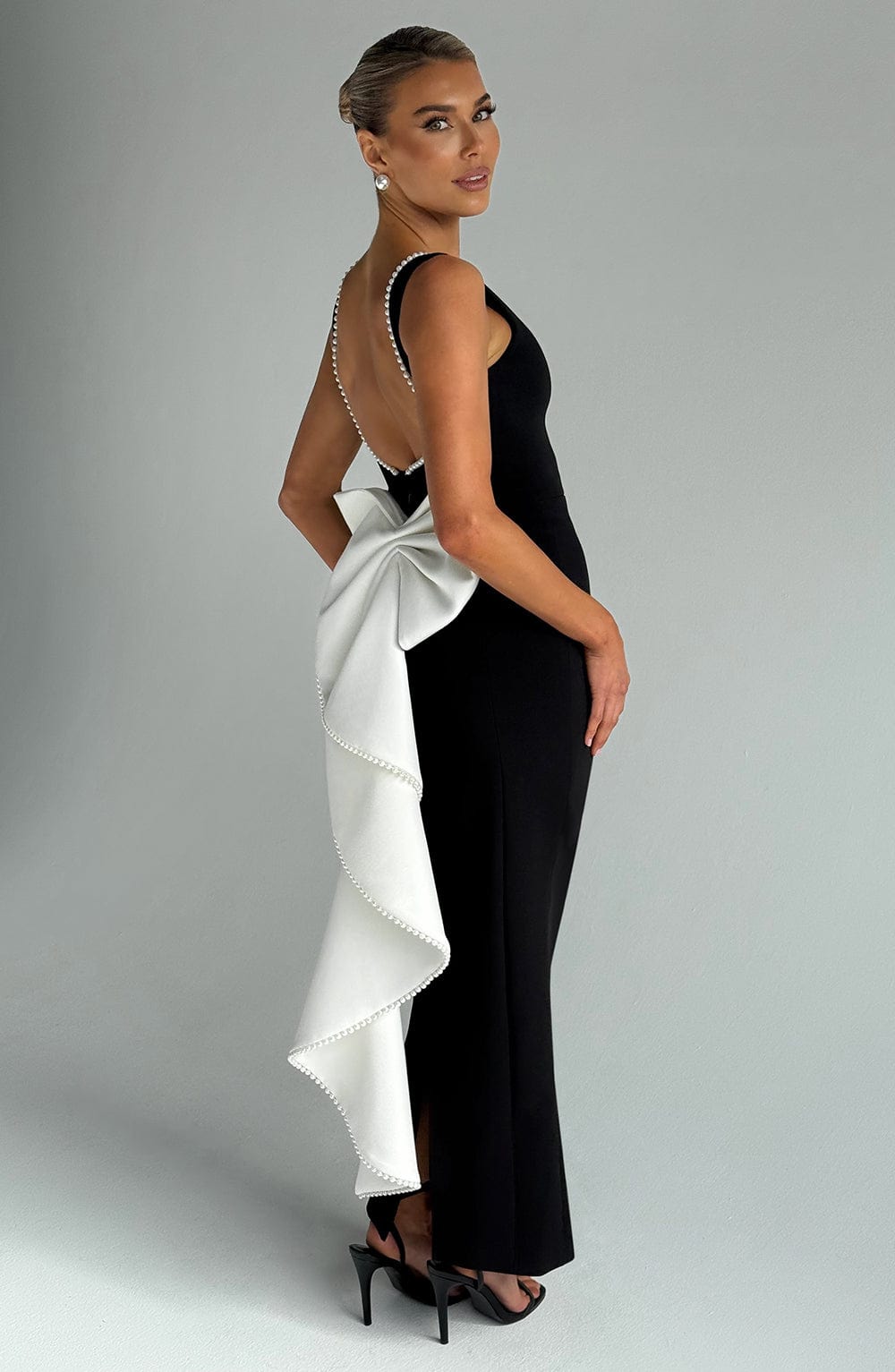 Luna Midaxi Dress - Black/White
