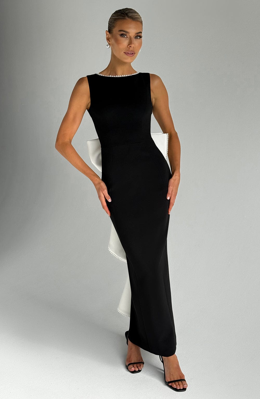Luna Midaxi Dress - Black/White