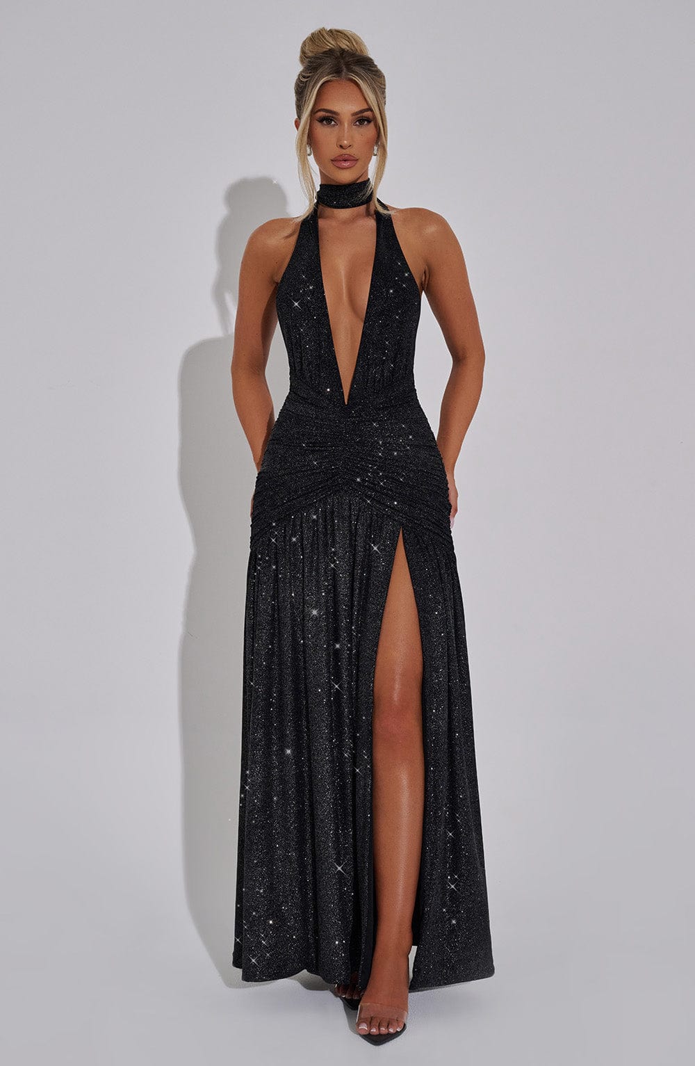 Melinia Maxi Dress - Black Sparkle