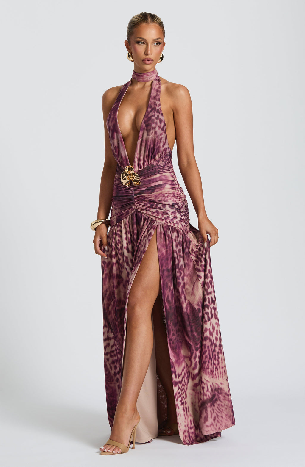 Daniela Maxi Dress - Magenta Orchid Print