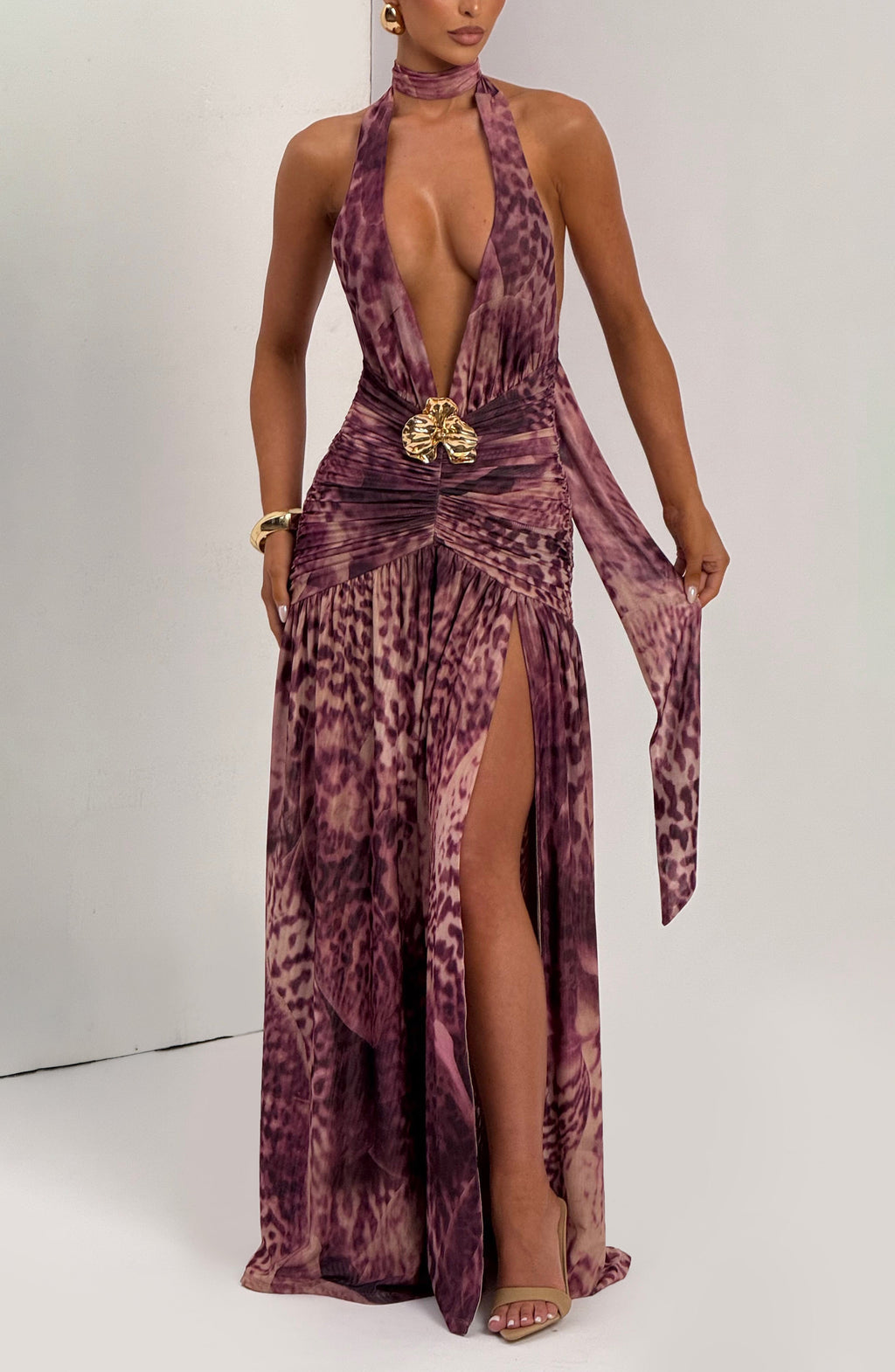 Daniela Maxi Dress - Magenta Orchid Print